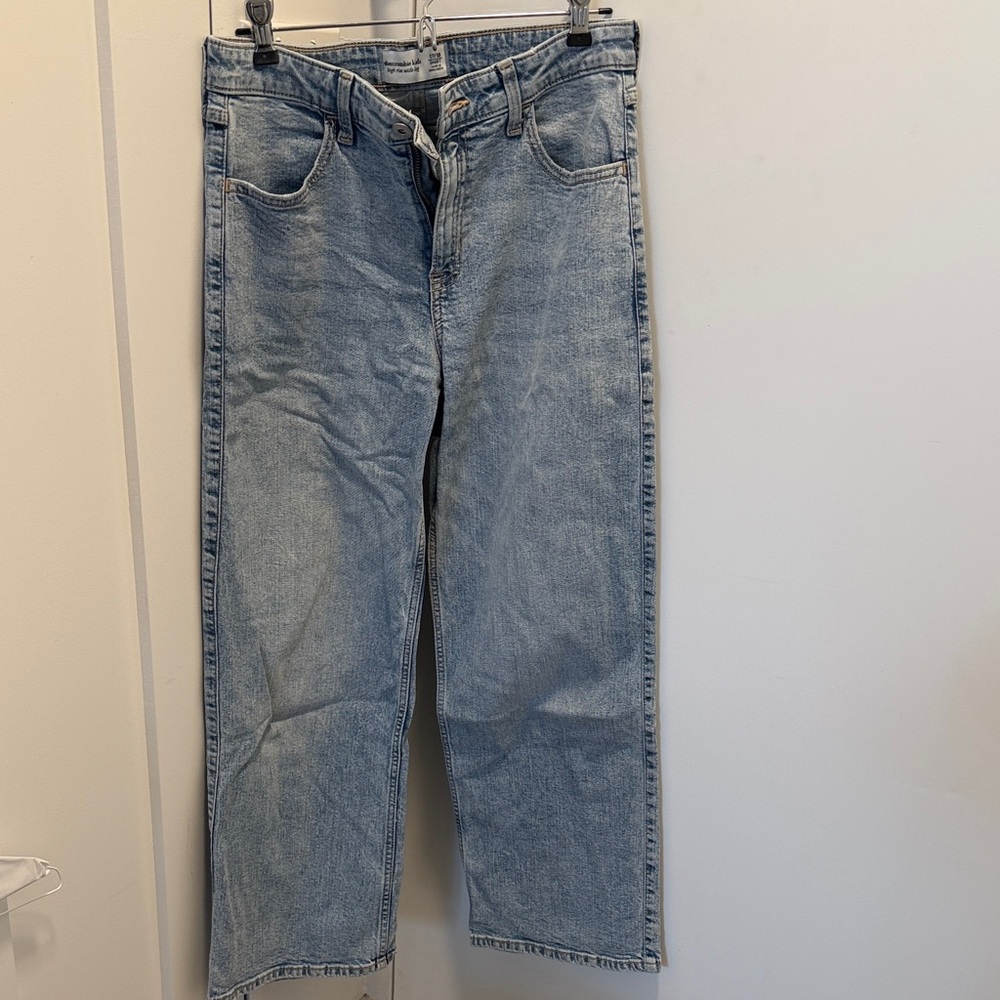 Abercrombie Kids High Rise Wide Leg Jeans - Light Blue
